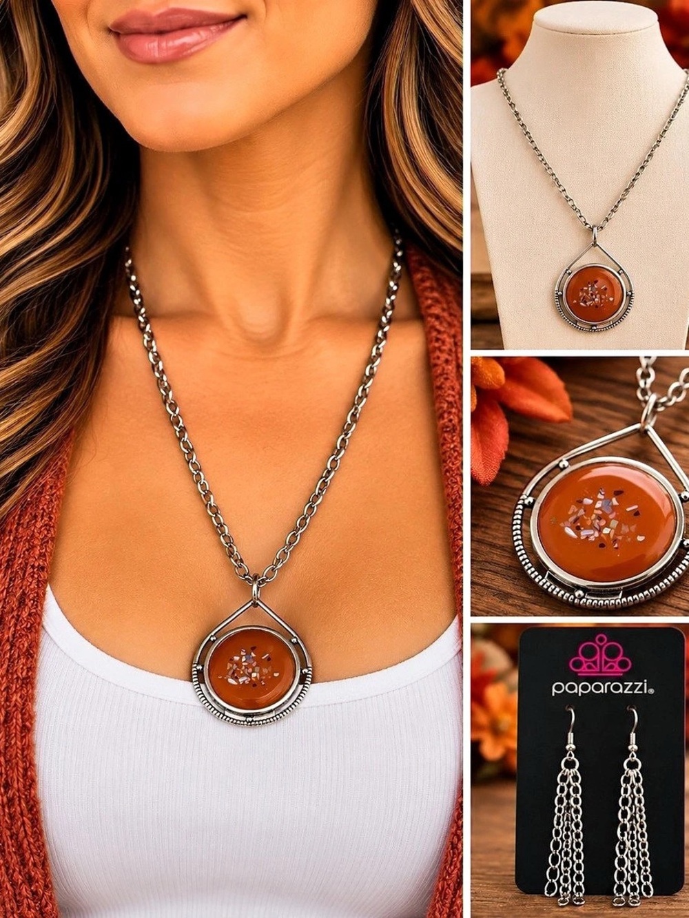 Paparazzi Natural Novice - Orange Pendant Necklace